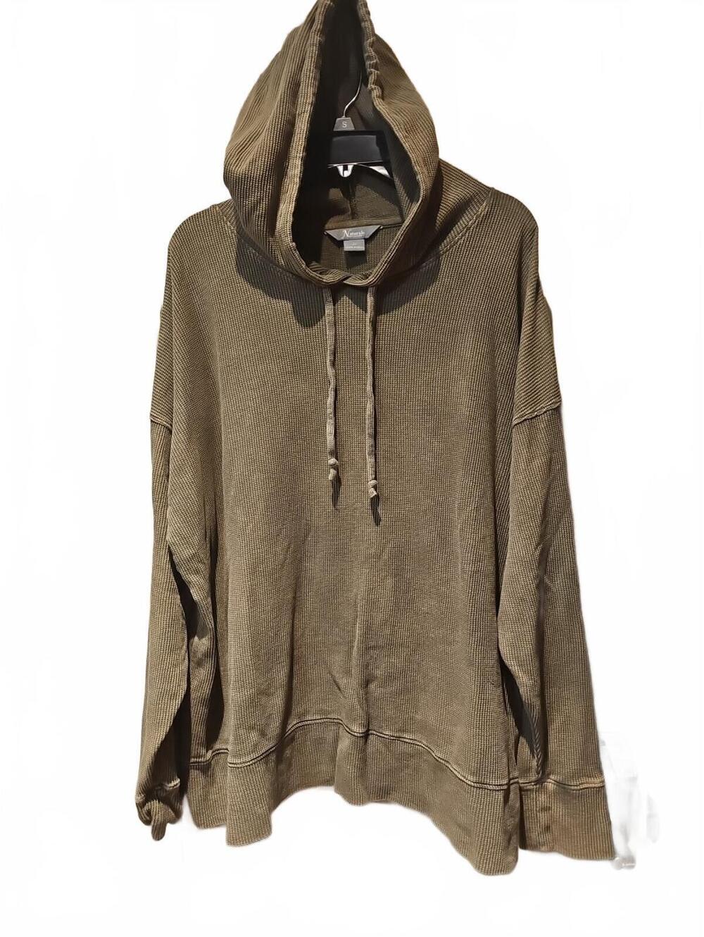 Natural Reflection Olive Green Waffle Knit Hooded Shirt Size 2X